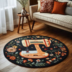 Elegant Sewing Machine Round Mat Rug - washable non-slip printed rug