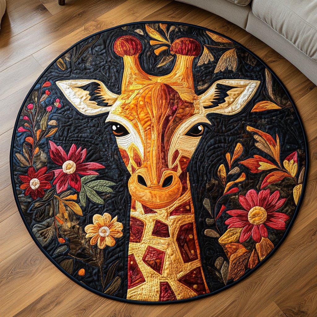 Elegant Stride Round Mat Rug - washable non-slip printed rug