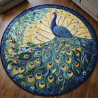 Elegant Strut Round Mat Rug - washable non-slip printed rug