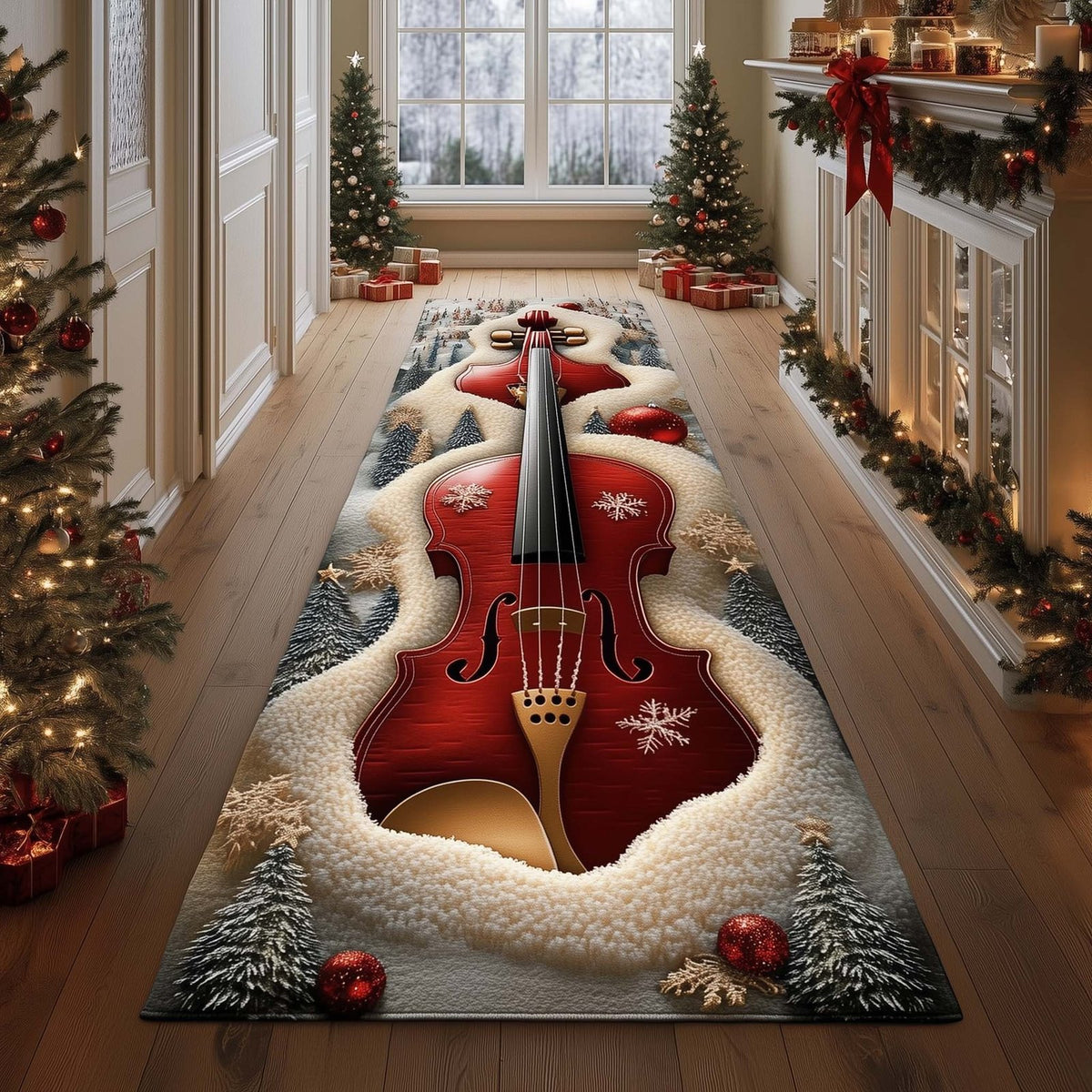 Elegant Violin Runner Rug - Music Lover Design | Artistic Printed Runner Rug