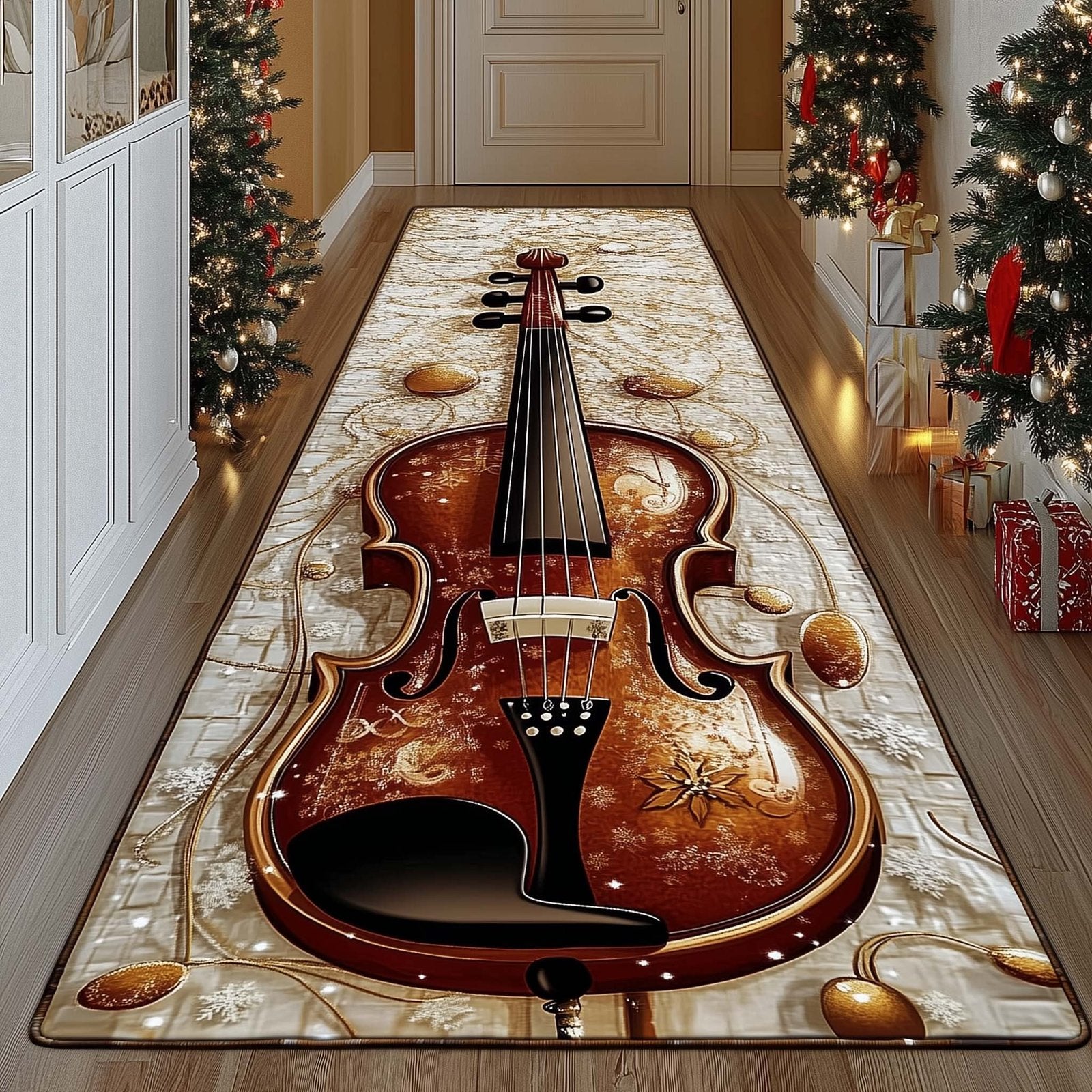 Elegant Violin Runner Rug - Music Lover Design | Artistic Printed Runner Rug