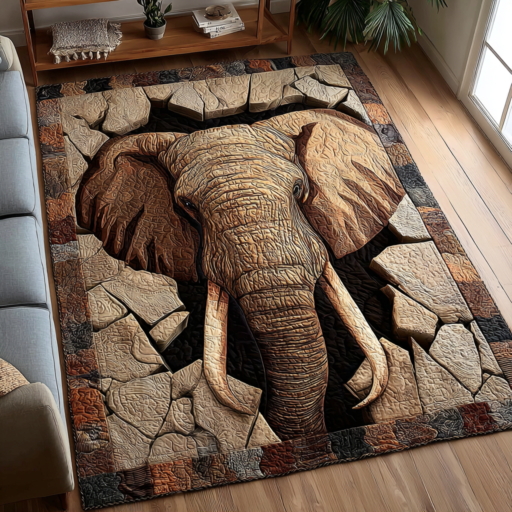 Elephant Dream area rug in a living room