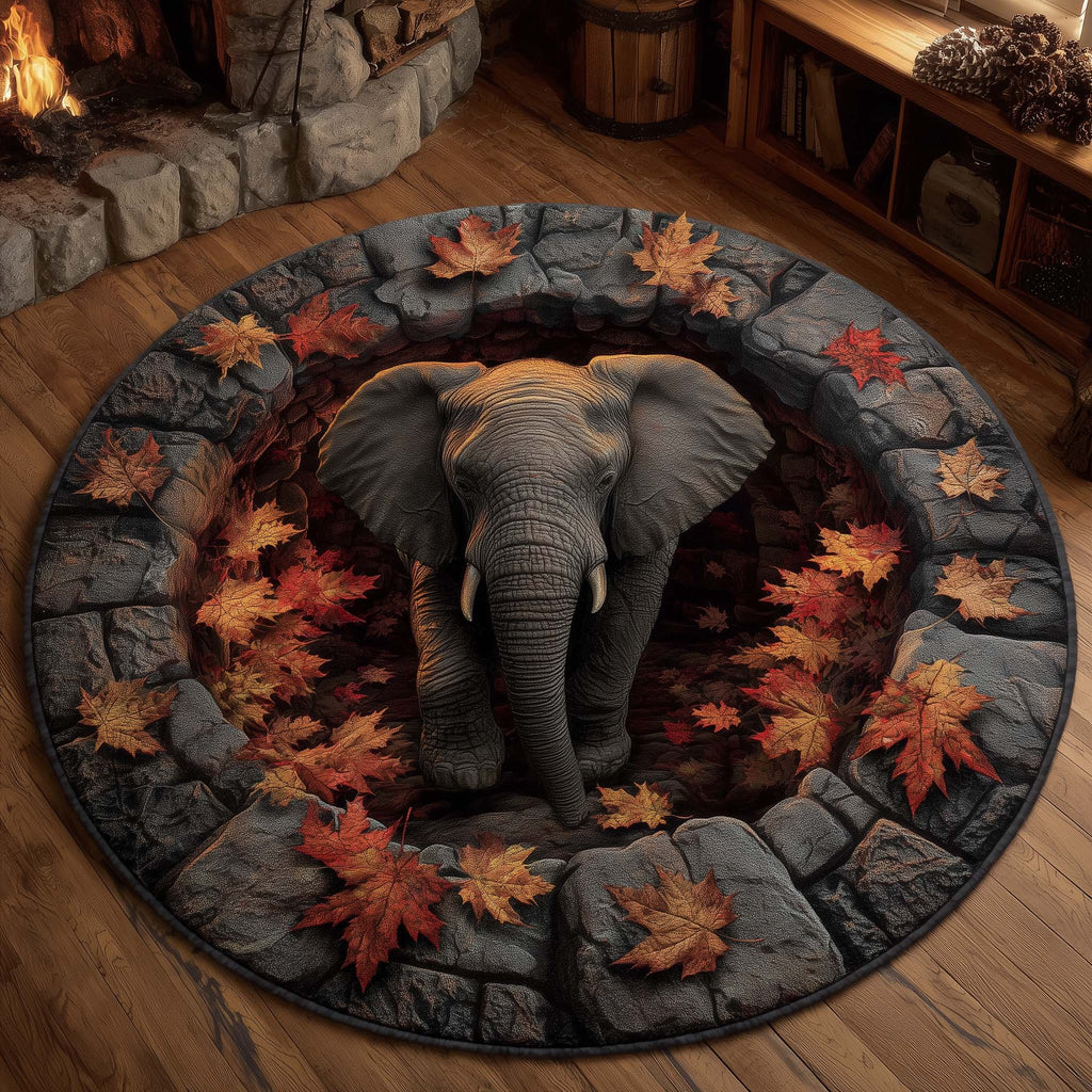 Elephant Grace Round Mat Rug