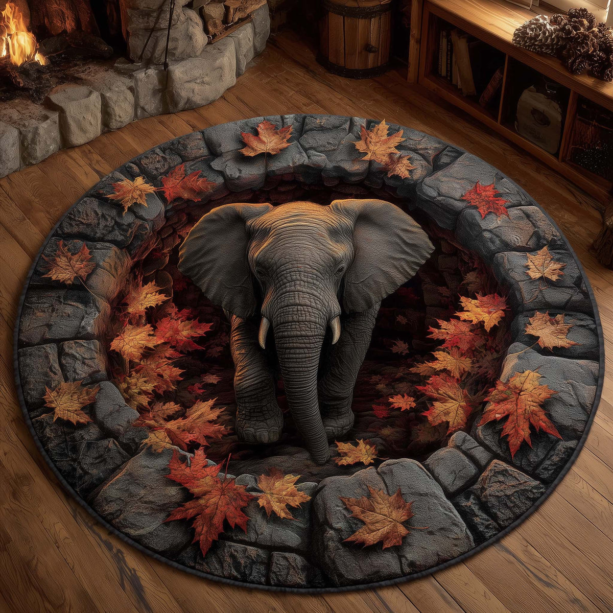 Elephant Grace Round Mat Rug