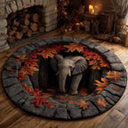 Elephant Grace Round Mat Rug - Nature Design | Serene Home Decor