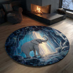 Elephant Grace Round Mat Rug - washable non-slip printed rug