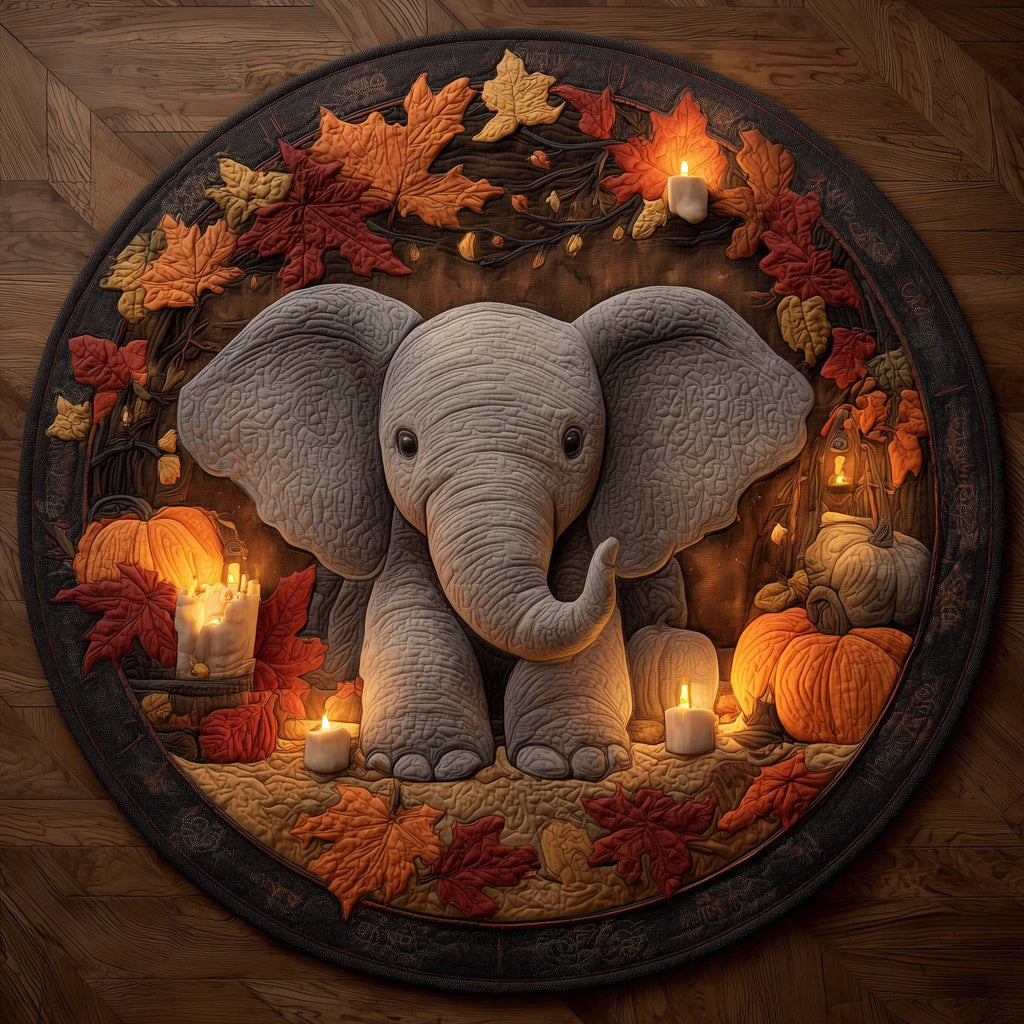 Elephant Grace Round Mat Rug - Nature Design | Serene Home Decor