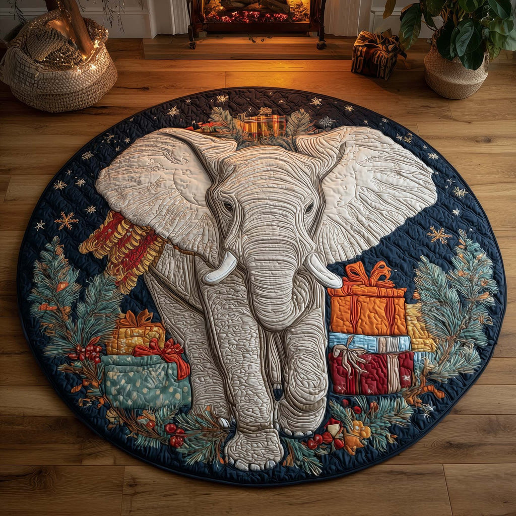 Elephant Grace Round Mat Rug - Nature Design | Serene Home Decor