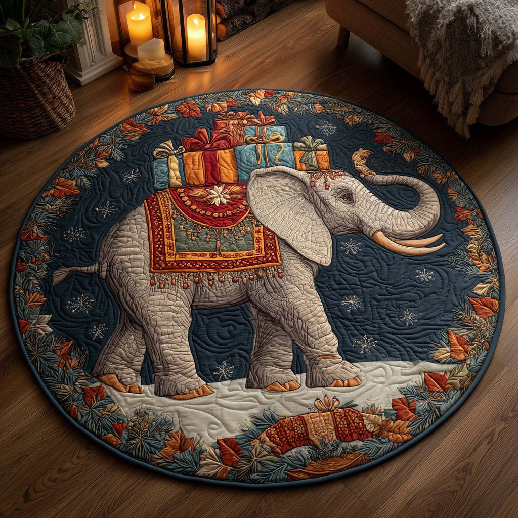 Elephant Grace Round Mat Rug - Nature Design | Serene Home Decor