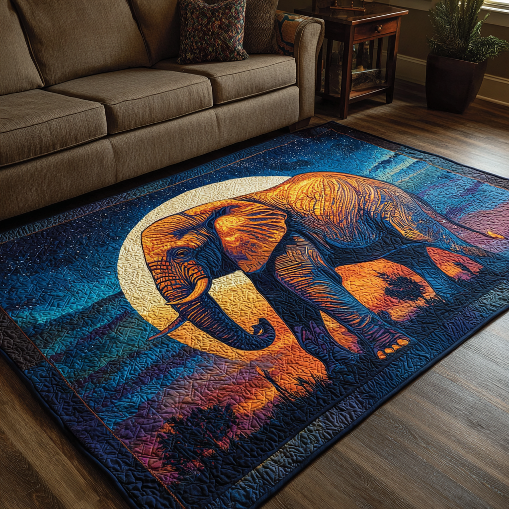 Elephant Heart area rug in a living room