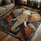 Elephant Journey area rug in a living room