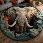 Elephant Majesty Round Mat Rug - Nature Design | Serene Home Decor