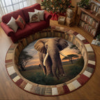 Elephant Majesty Round Mat Rug - Nature Design | Serene Home Decor