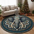 Elephant Spirit Round Mat Rug - washable non-slip printed rug