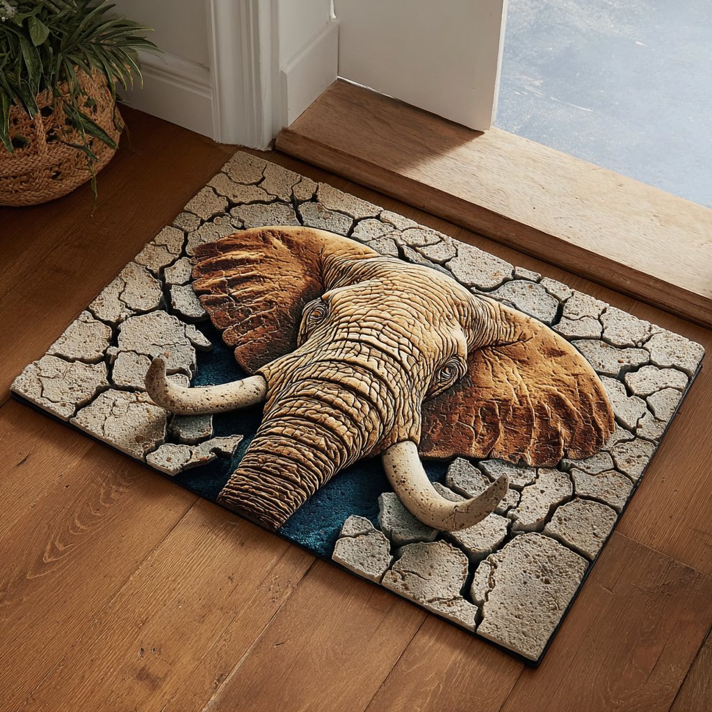 Elephant Touch Doormat - Cute Animal Design | Printed Welcome Doormat