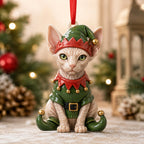 Elf Sphynx Christmas Ornament
