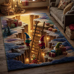 Elf Workshop area rug in a living room