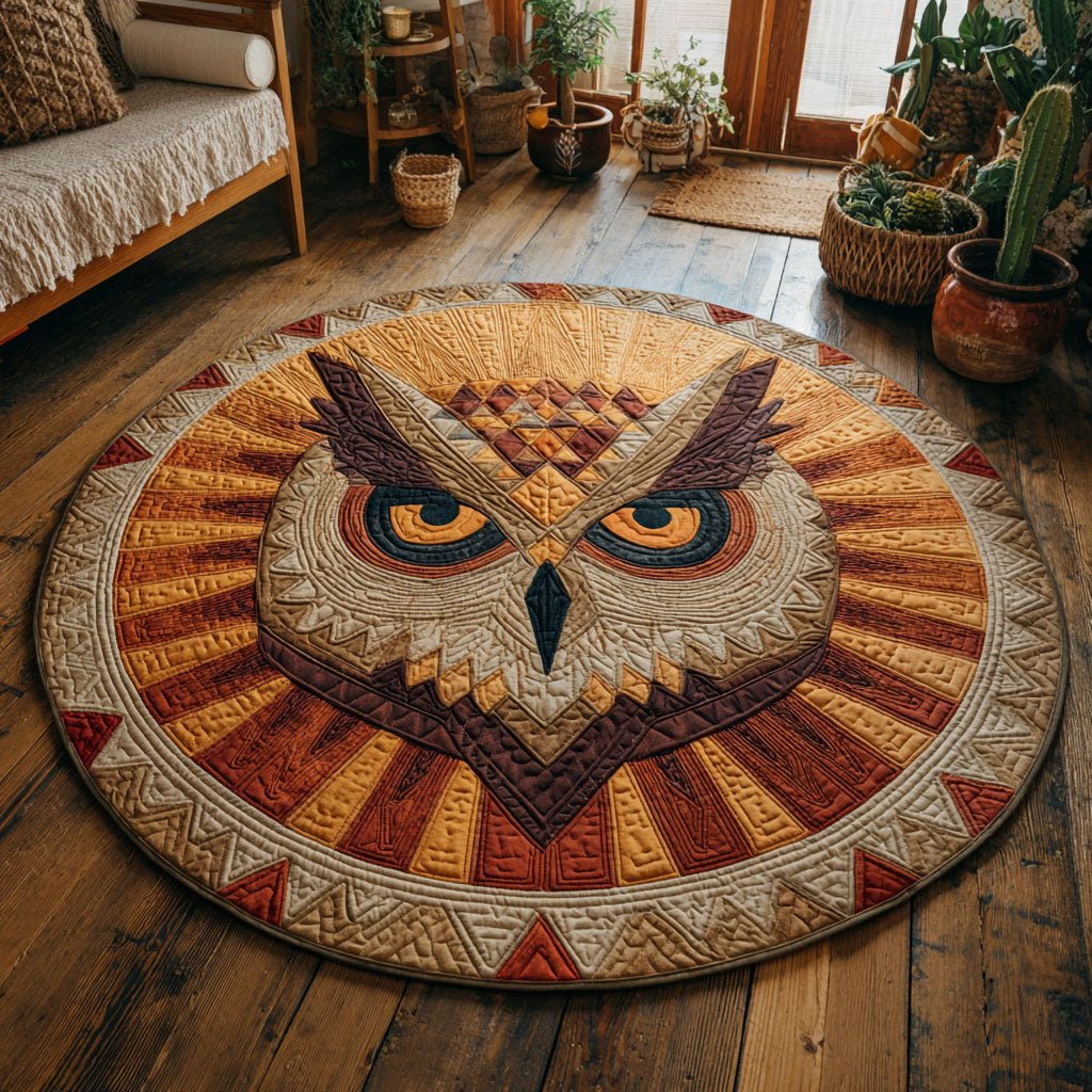Ember Glare Round Mat Rug - washable non-slip printed rug