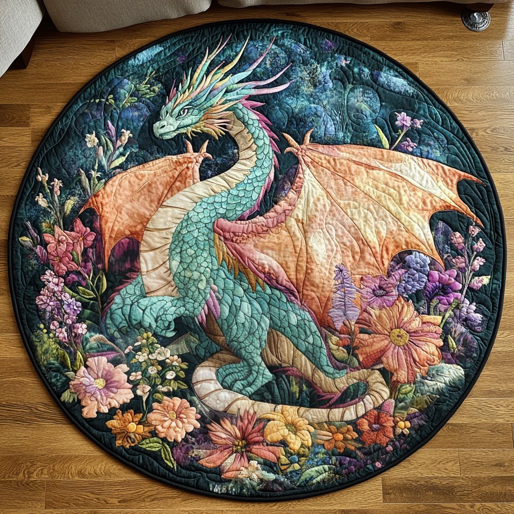 Ember Wings Round Mat Rug - washable non-slip printed rug