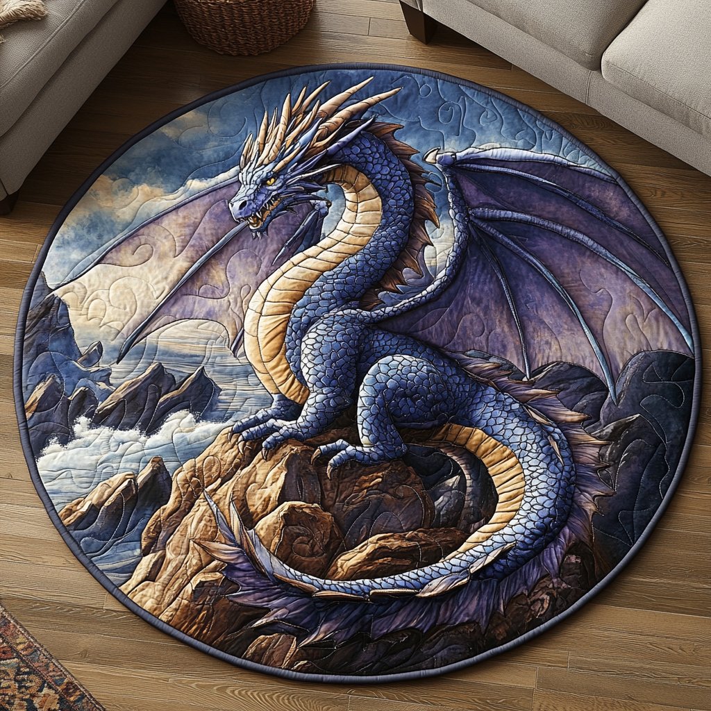 Emberwing Round Mat Rug - washable non-slip printed rug