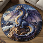 Emberwing Round Mat Rug - washable non-slip printed rug