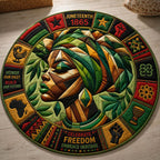 Emerald Afro Grace Round Mat Rug - washable non-slip printed rug
