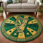 Emerald Anthem Round Mat Rug - washable non-slip printed rug