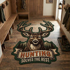 Emerald Antler Custom Shape Area Rug - Nature Design | Die-Cut Non-Slip Rug - washable non-slip printed rug