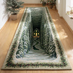 Emerald Christmas Village Runner Carpet Runner Rug - Cute Pet Design | Animal Printed Runner Rug