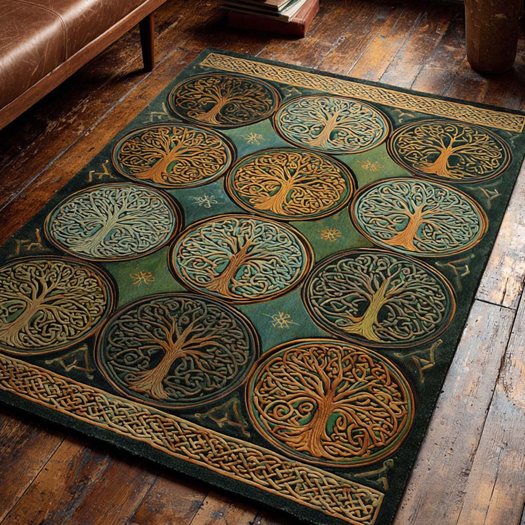 Emerald Circle area rug in a living room