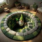 Emerald Clover Pit Round Mat Rug - washable non-slip printed rug