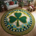 Emerald Clover Round Mat Rug - Nature Design | Serene Home Decor