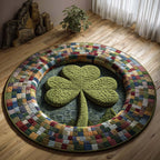 Emerald Clover Round Mat Rug - washable non-slip printed rug