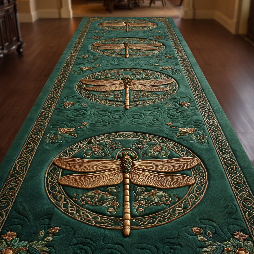 Emerald Dragonfly Runner Carpet Runner Rug - Cute Pet Design | Animal Printed Runner Rug