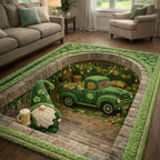Emerald Fest area rug in a living room