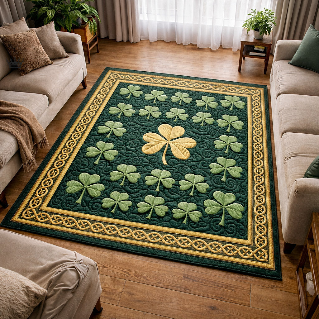 Emerald Fest area rug in a living room