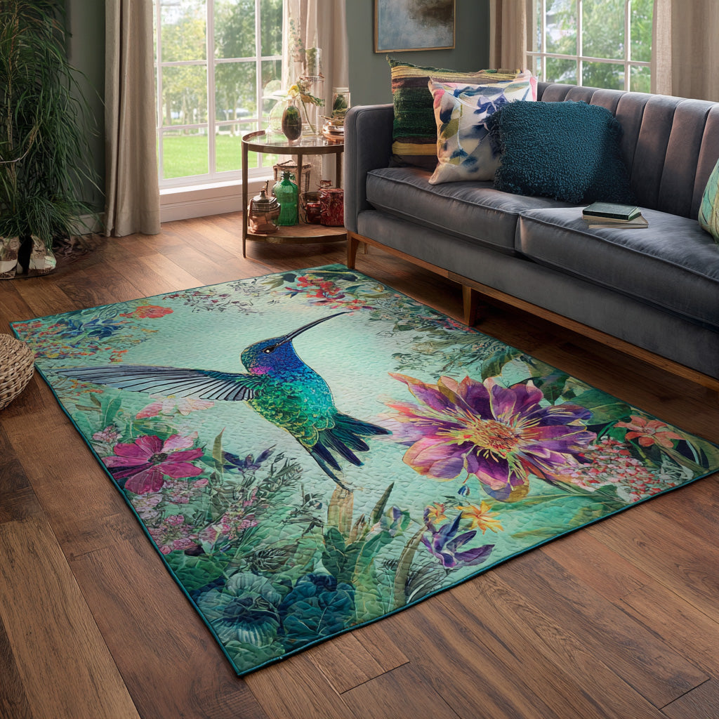 Emerald Flight area rug in a living room