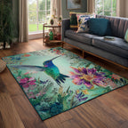 Emerald Flight area rug in a living room