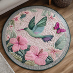 Emerald Flutter Round Mat Rug - washable non-slip printed rug