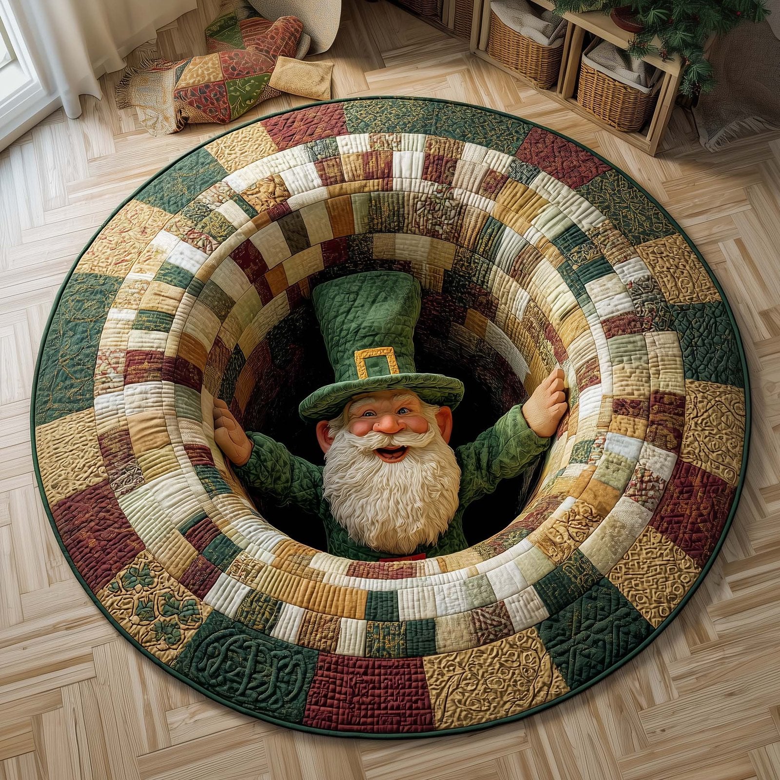 Emerald Gnome Round Mat Rug - Nature Design | Serene Home Decor