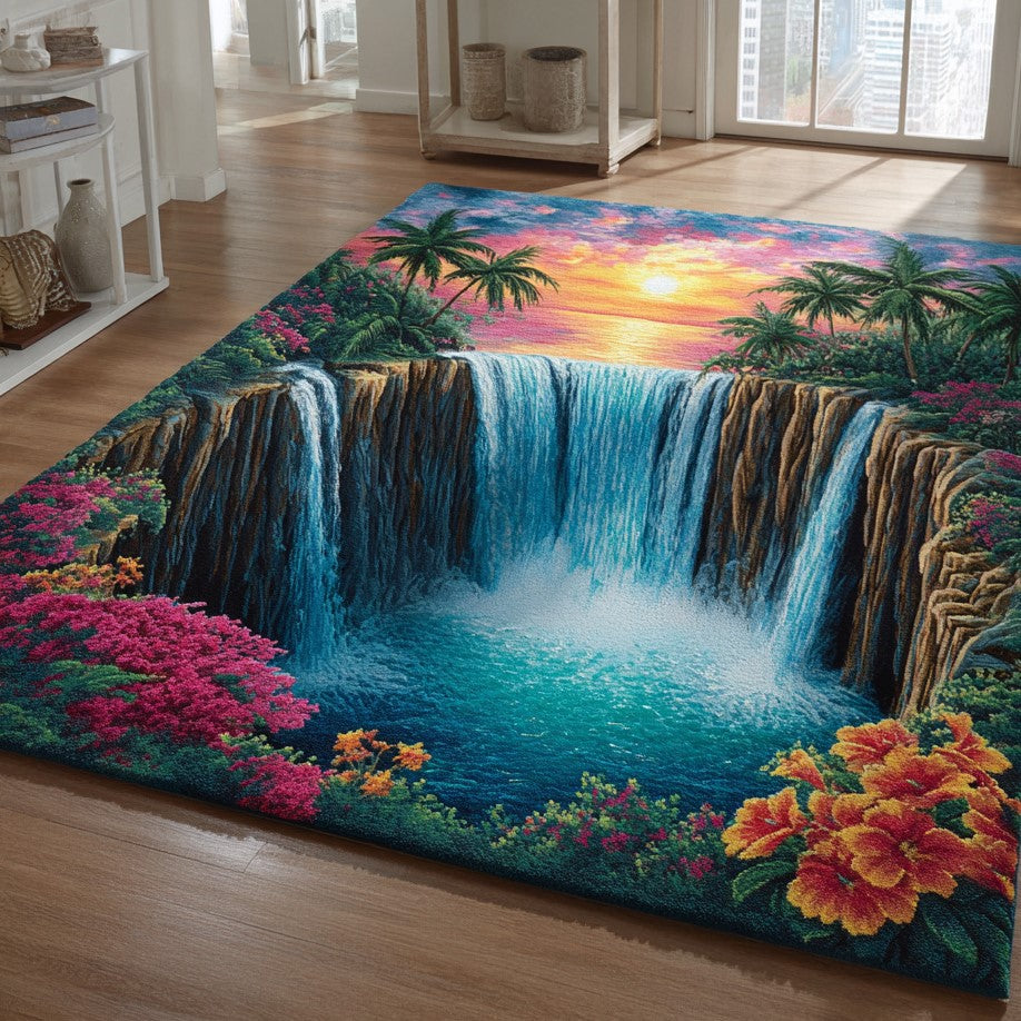 Emerald Gorge area rug in a living room