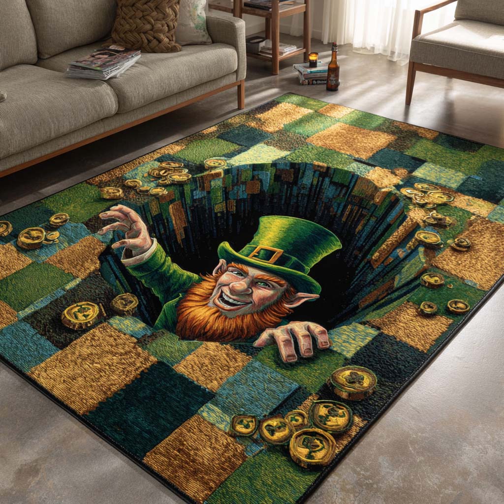 Emerald Grotto Secret area rug in a living room
