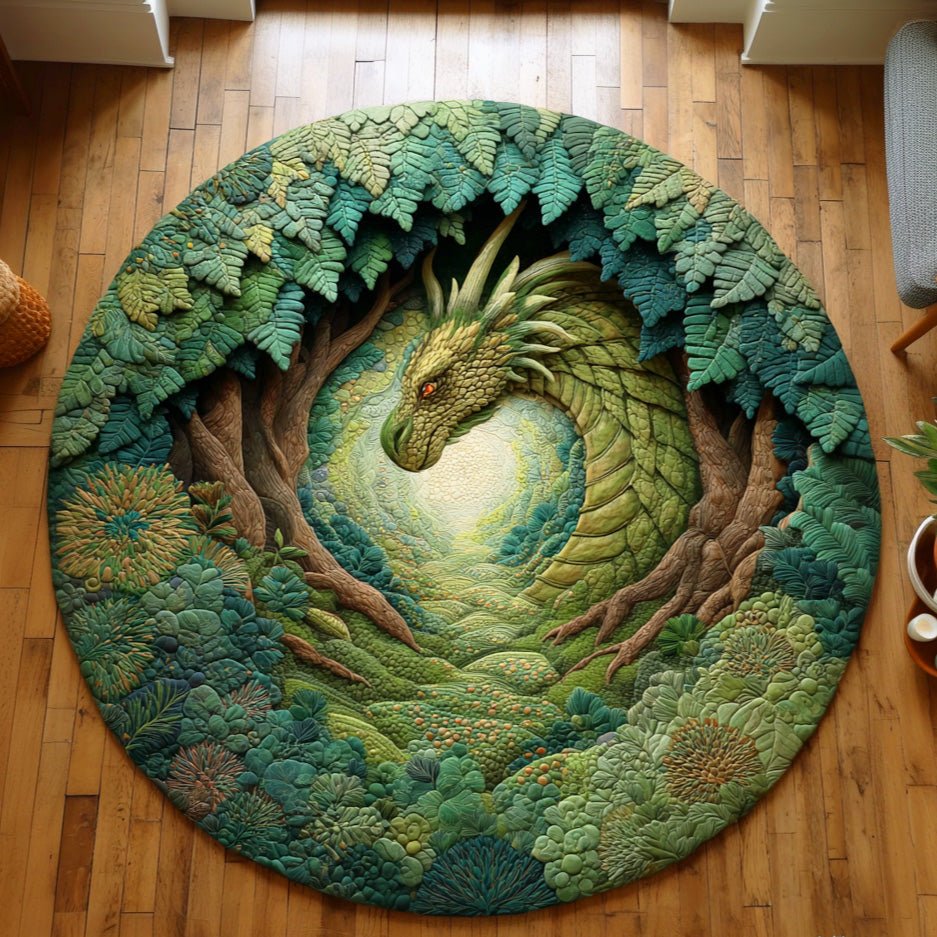 Emerald Grove Guardian Round Mat Rug - washable non-slip printed rug