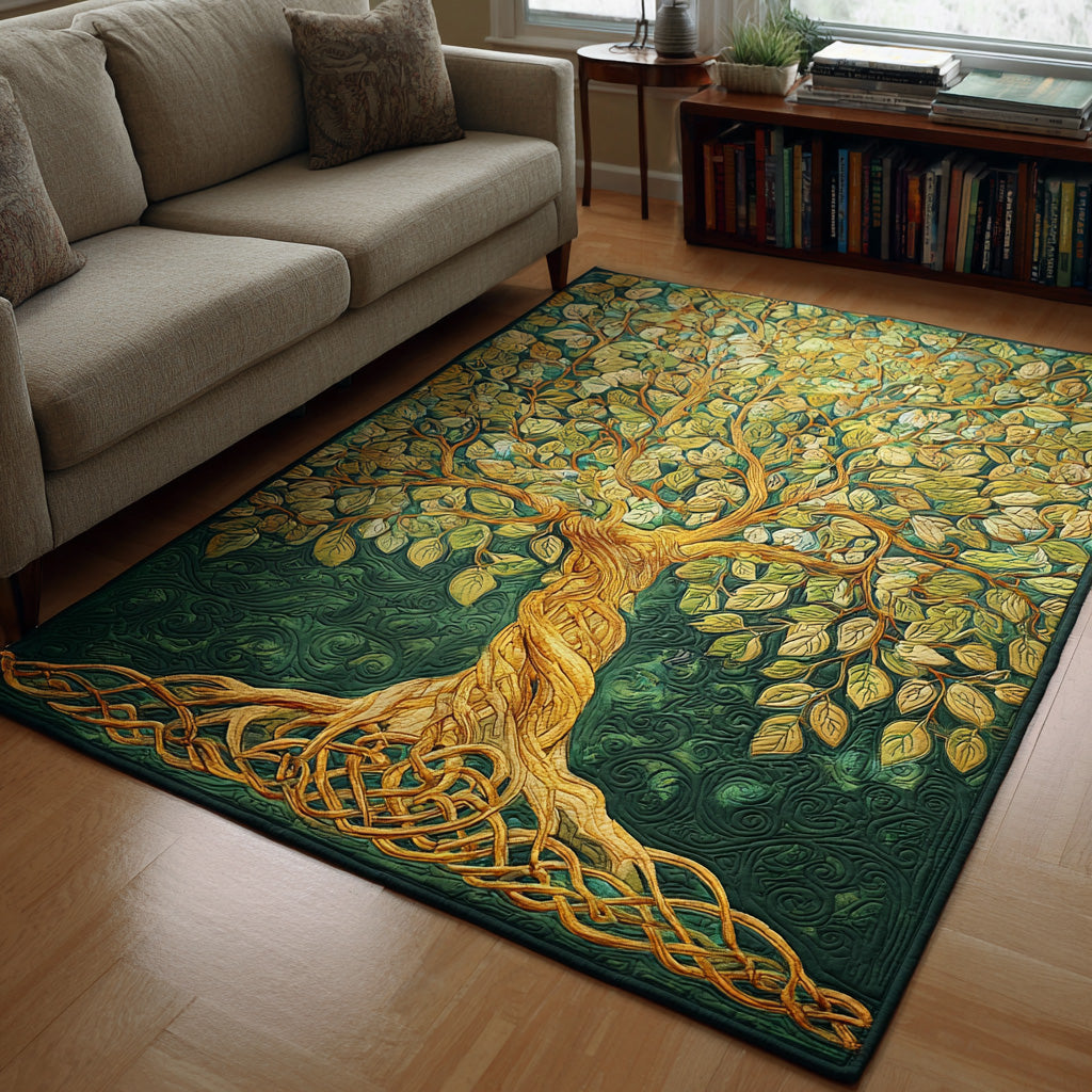 Emerald Halo area rug in a living room