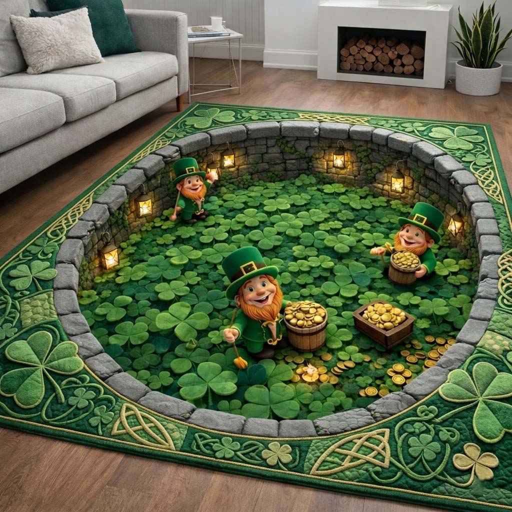 Emerald Serenity area rug in a living room