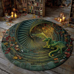 Emerald Spire Round Mat Rug - washable non-slip printed rug