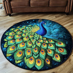 Emerald Splendor Round Mat Rug - washable non-slip printed rug