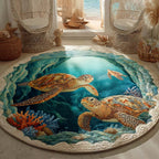Emerald Turtle Round Mat Rug - Cute Pet Design | Animal Printed Home Decor