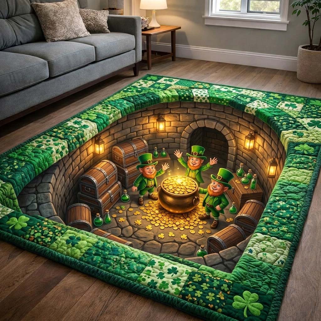 Emerald Vault area rug in a living room