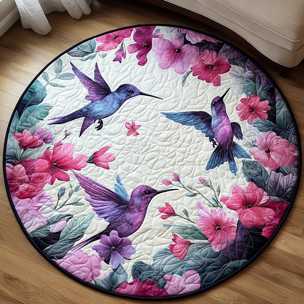 Emerald Wing Round Mat Rug - washable non-slip printed rug